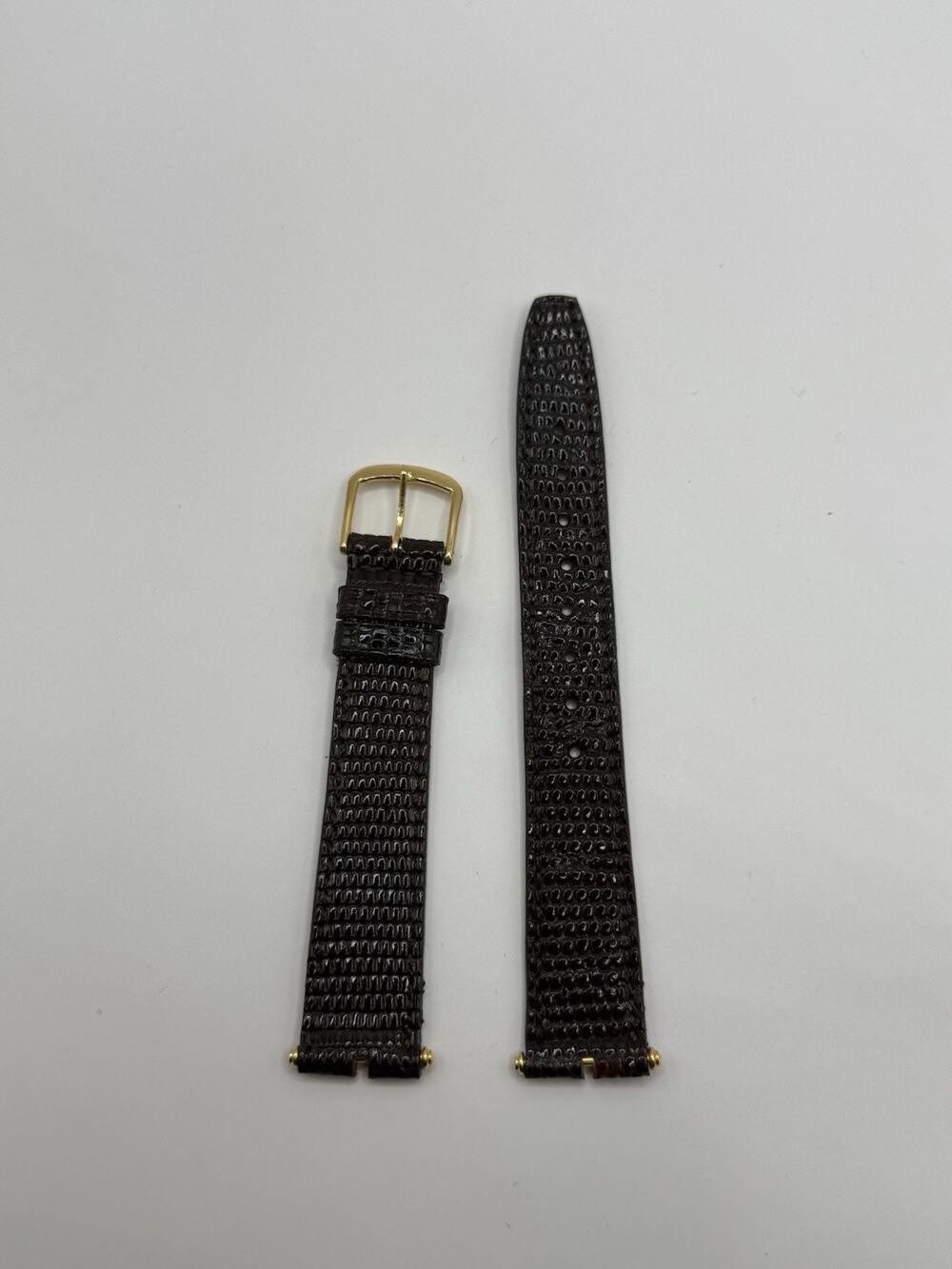 16mm KREISLER Genuine Lizard Black NOS Vintage Watch Band & Gold Buckle